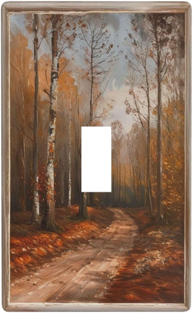 Decorative Art Light Switch Covers Maple Path Single Toggle Wall Plate Decorative Switchcover Electrical Switchplate for Home Decor