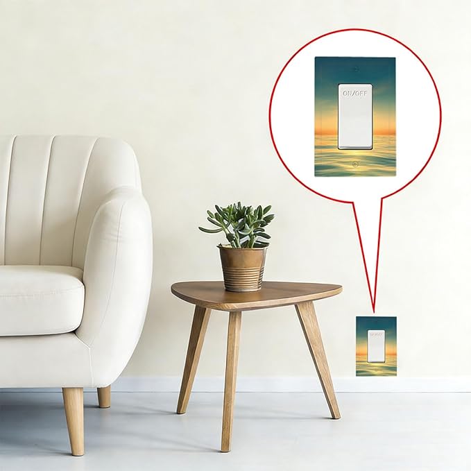 Serene Coastal Sunset Single Rocker Switch Cover - 1-Gang Standard US Size Minimalist Ocean Landscape Design Light Switch Covers for Bathroom Decor