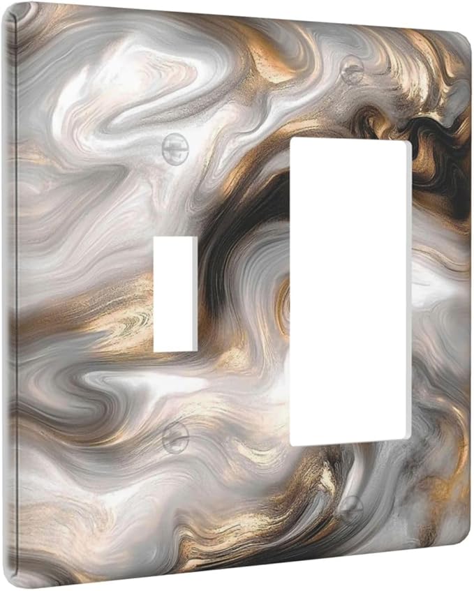 Outlet Covers Grey Brown Swirl Marble Texture 1 Toggle 1 Rocker Combination Decorative Wall Plate Electrical Switch Plates Light Switch Cover Plate For Bathroom Kitchen Decor