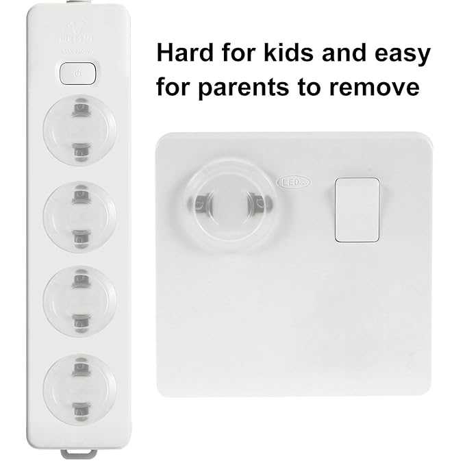 PandaEar Outlet Plug Covers(52 Pack) Clear Child Proof Electrical Protector Safety Caps with Adult Easy Release Concave Design