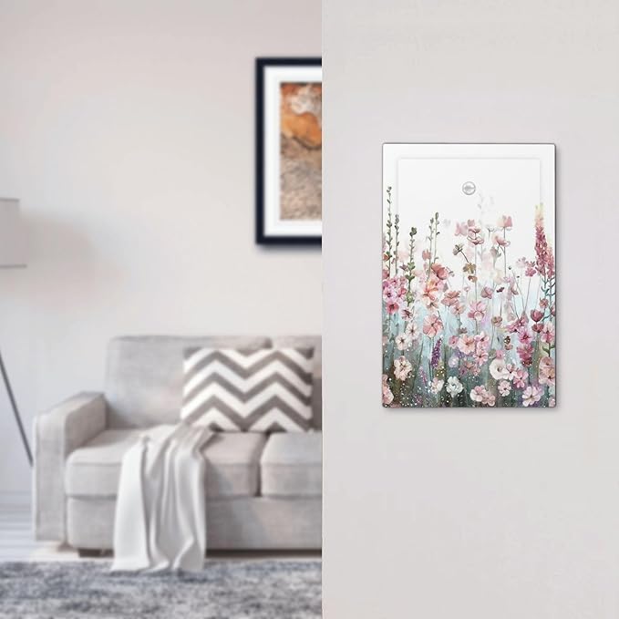 Colorful Flowers Pink Floral Watercolor Plant Light Switch Cover Plate 1 Gang No Device Blank Electrical Wall Plates Faceplate Decorative Switch Plate for Bed Room Living Room Decor