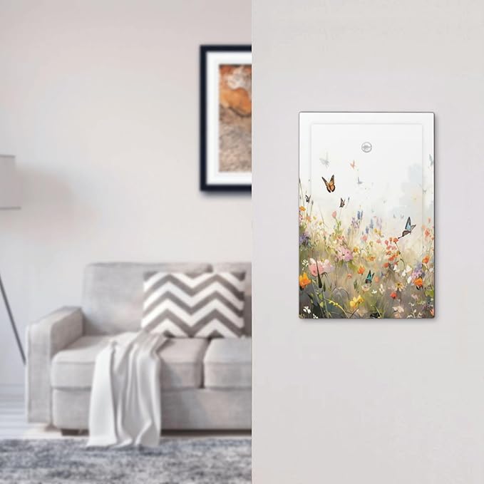 Wildflowers Watercolor Floral Colorful Butterfly Light Switch Cover Plate 1 Gang No Device Blank Electrical Wall Plates Faceplate Decorative Switch Plate for Farmhouse Bed Room Decor