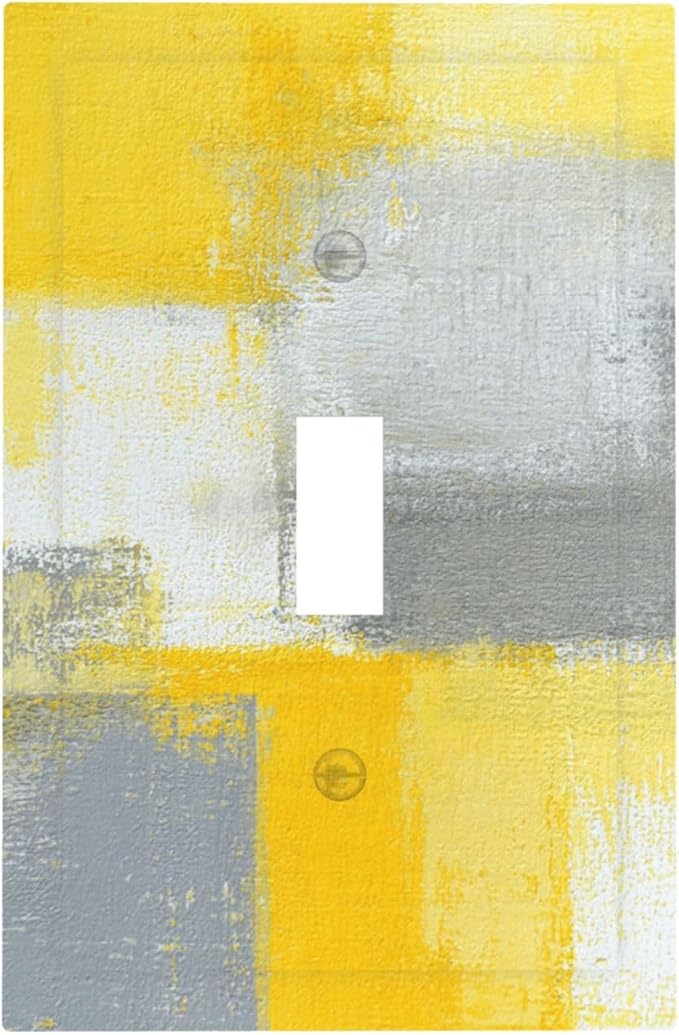 Outlet Covers Retro Modern Gray Yellow Ombre Abstract Art 1 Gang Duplex Light Switch Cover Plate Decorative Wall Plates Electrical Switchplate Receptacle for Bathroom Bedroom Decor（2 Pack）