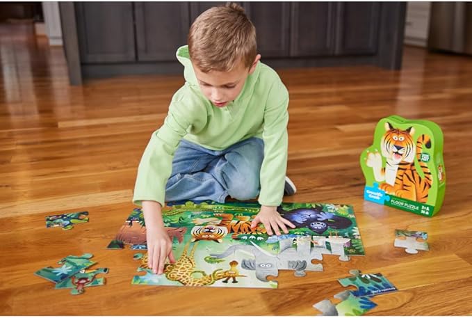 Crocodile Creek Jigsaw Puzzle, 36 Piece for Kids 3 Years and Up, Heavy-Duty Shaped Box for Storage, Finished Puzzle Size 18 x 24 inches, Wild Kingdom
