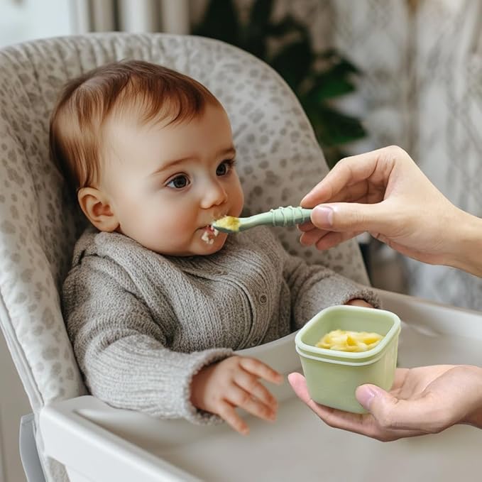 Silicone Baby Food Containers, 4 oz Reusable Baby Food Storage Jars with Lids, Perfect for Infant & Toddler, 2 Pack (Shifting Sand+Sand)