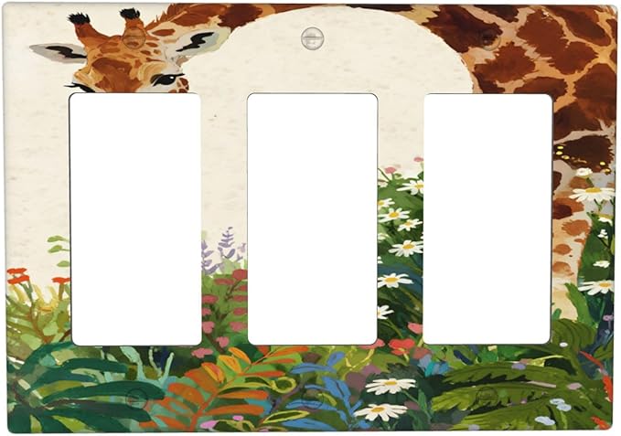 Giraffe Triple Rocker Wall Plate Decorative 3 Gang Light Switch Covers Electrical Switchplate Home Decorate Faceplat for Bathroom Bedroom Kitchen Room 4.5 x 6.38 Inch