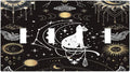 White Cat Tarot Moon Phases Moth Celestial Gothic Light Switch Covers Quad Toggle Electrical Faceplate 4 Gang Wall Plate Decorative Switch Plates Cover for Kids Room Bedroom Decor