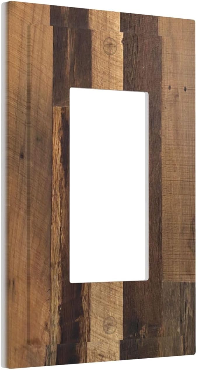 Decorative Outlet Covers Natural Wood Brown Wooden Planks 1 Gang Single Rocker Light Switch Cover Plate Wall Plates Gfci Faceplate For Farmhouse Cabin Decor