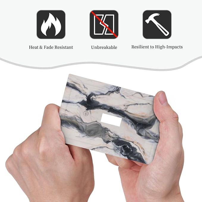 Abstract Marble Textured Modern Luxury Print Decorative Light Switch Cover 1 Gang Single Toggle Device Electrical Faceplate Switchplates Decorator Outlet Wall Plate for Bathroom Kitchen Decor