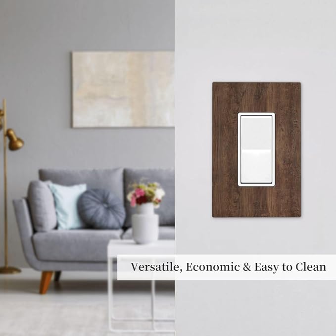 Decorative Outlet Covers Rustic Vintage Wood Grain Brown 1 Gang Single Rocker Light Switch Cover Plate Wall Plates GFCI Faceplate for Farmhouse Cabin Decor