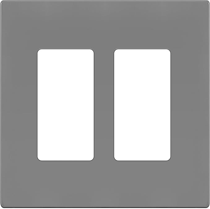 ENERLITES Screwless Decorator Wall Plates Child Safe Outlet Covers, Gloss Finish, Medium Size 2-Gang 4.88" H x 4.92” L, Unbreakable Polycarbonate Thermoplastic, SI8832M-GY, Gray