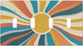 Decorative Switch Plate Cover with Retro Mid-Century Modern Sunburst Motif Design 4 Gang Artistic Wall Plate Unique Quad Toggle Light Switch Covers for Abstract Teal/Yellow/Orange Wall Decor
