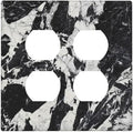 Black White Marble Abstract Luxury Outlet Covers 2 Gang Double Duplex Decorative Light Switch Covers Electrical Wallplates Socket Faceplate for Bathroom Kitchen Decor