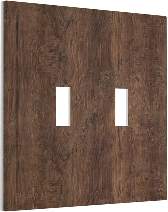 Decorative Switch Plates Rustic Vintage Wood Grain Brown 2 Gang Double Toggle Wall Plate Outlet Light Switch Cover Electrical Faceplate for Farmhouse Cabin Decor