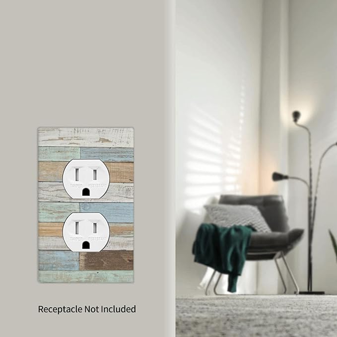 Farmhouse Wood Vintage Outlet Covers Decorative Electrical Outlets Duplex Outlet 1-Gang Wall Plate Receptacle Wall Outlet Cover