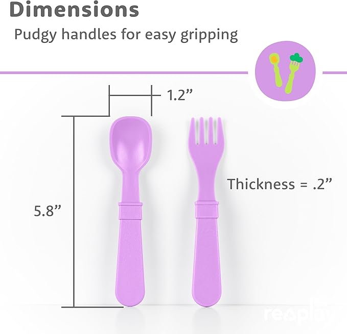 Re-Play 3 Divided Toddler Plates, 3 Utensils Set and 3 Wide Base Bowls - Dishwasher and Microwave Safe - Made in USA - Princess