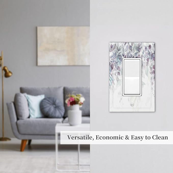 Hazy Leaves Ivy Nature Plants Eucalyptus Leave Decorative Outlet Covers 1 Gang Single Rocker Light Switch Cover Plate Wall Plates GFCI Faceplate for Bedroom Home Decor