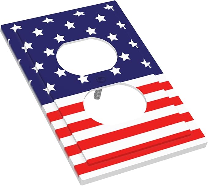 American Flag Duplex Wall Plate - 1-Gang Standard US Size Patriotic Stars & Stripes Outlet Covers, 4th of July USA Pride for Holiday Decor