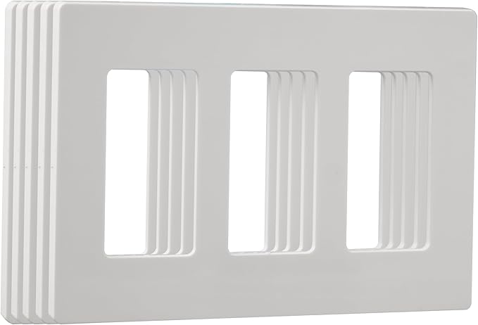 Screwless Decorator Wall Plate, UL Listed Outlet Covers, Modern Decor Style, Child Safe Electrical Outlet Cover, Easy Install Switch Plate, Heat Resistant, 5-Pack Matte White
