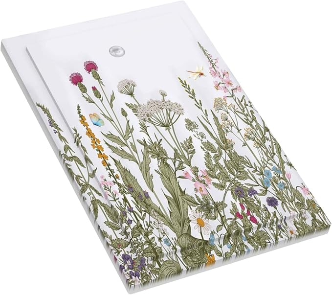 Rustic Wild Floral Vintage Teal Botanical Single Blank Wall Plates Decorative No Device Faceplate Light Switch Cover for Bathroom Bedroom Home Decorate