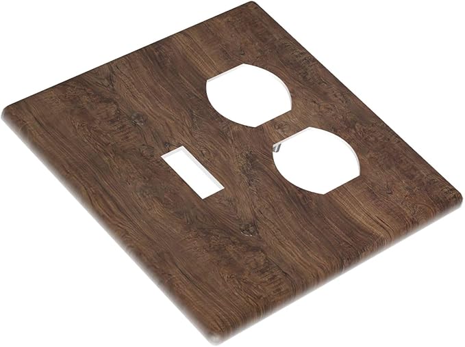 Wallplates Rustic Vintage Wood Grain Brown 1 Toggle 1 Duplex Switch Plate Electrical GFCI Faceplate Decorative Light Switch Covers for Farmhouse Cabin Decor