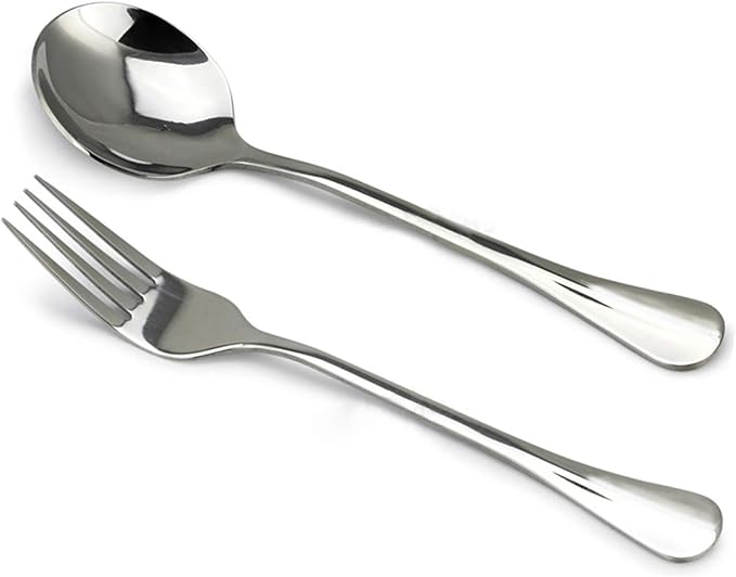 VANRA 4-Piece Children Flatware Set - 18/10 Stainless Steel Child Set Tableware - Silver Cutlery - Silverware Dinner Utensils for Kids - Chrome Finished (2 Forks + 2 Spoons)