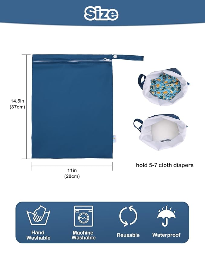 babygoal Wet Bag for Swimsuits, Waterproof Bag for Travel, Food Storage, Stroller, Daycare, Baby Diapers, Yoga, Beach, Pool, Wet Clothes-Lake Blue