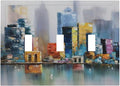 Colorful Nyc Skyline Textured Modern Abstract Decorative Switch Plates 3 Gang Wall Plate Triple Toggle Light Switch Cover Faceplate Electrical Wall Panels for Bedroom Living Room Decor