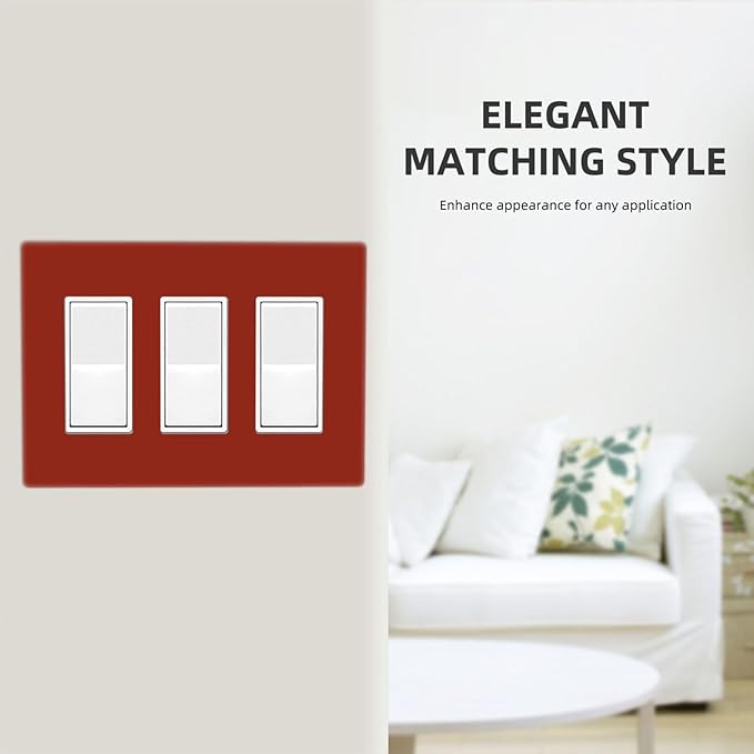 Brown 3 Gang Triple Rocker/Decorator Light Switch Wall Plate Cover Decorative GFCI Electrical Faceplate Switchplate Dimmer