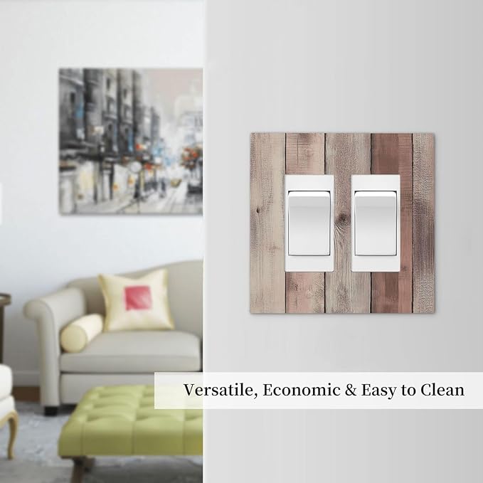 Decorative Outlet Covers Vintage Natural Wood Rustic Cinnamon 2 Gang Double Gfci Rocker Electrical Wall Panels Light Switch Cover Plate For Farmhouse Cabin Decor