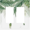 Deer Banana Leaves Palm Trees Green Plants Decorative Outlet Covers 2 Gang Double GFCI Rocker Electrical Wall Panels Light Switch Cover Plate for Bed Room Living Room Decor