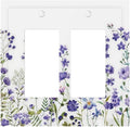 Lavender Wildflowers Purple Flowers Plant Floral Decorative Outlet Covers 2 Gang Double GFCI Rocker Electrical Wall Panels Light Switch Cover Plate for Bedroom Living Room Decor