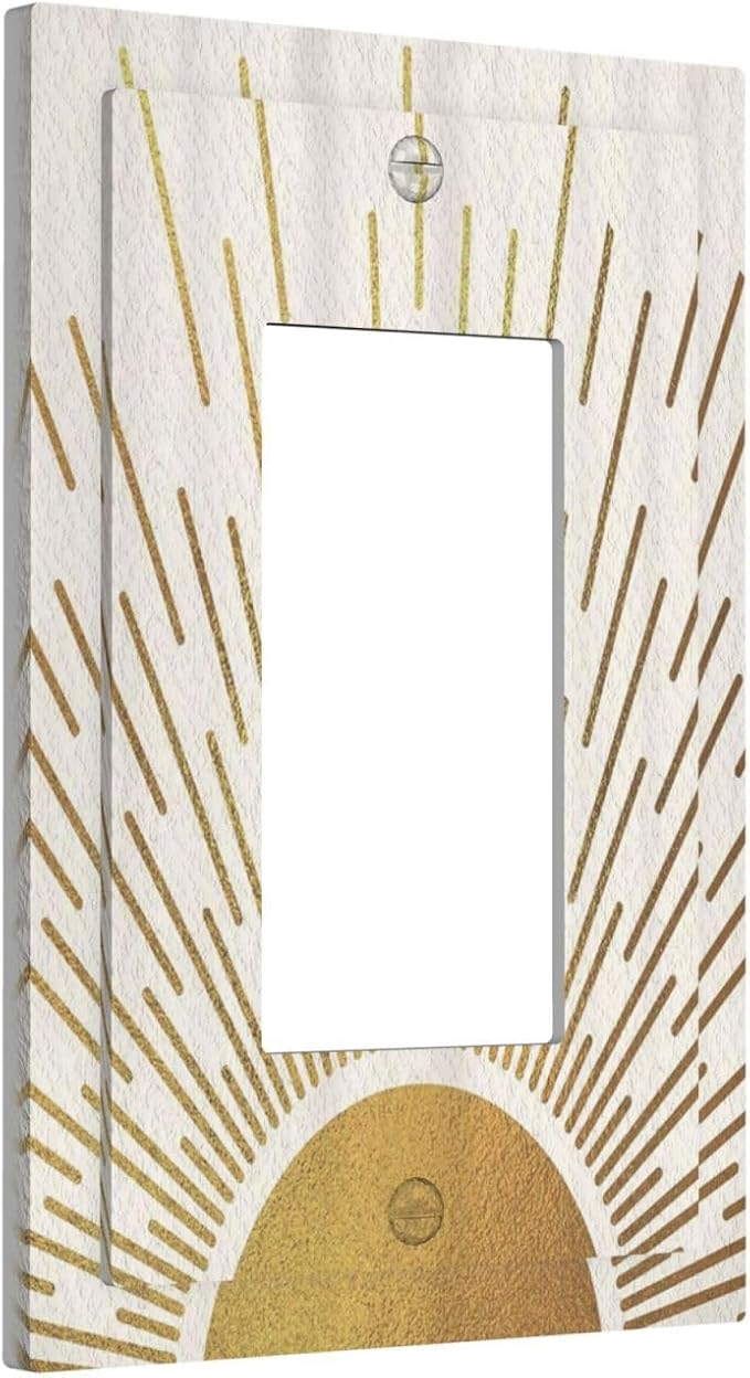 Decorative Outlet Covers Midcentury Golden Sun Minimalism Sunrise 1 Gang Single Decora GFCI Device Light Switch Cover Plate 1 Rocker Wall Plate Jumbo Switch Plate Cover for Home Decor