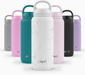 Ello Cooper Twist 32oz Stainless Steel Water Bottle with Chug Lid | Leak Proof | Double Walled and Vacuum Insulated | Built in Carry Loop | Dishwasher Safe | White Marble