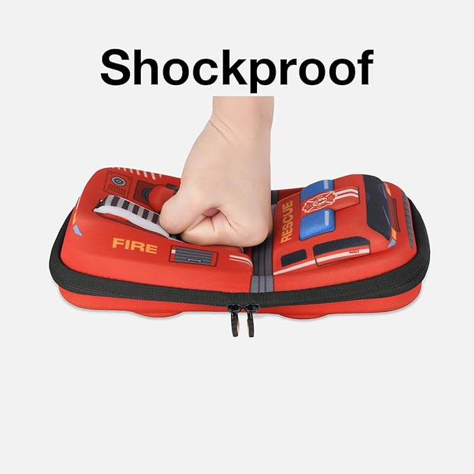 rockpapa Large-Capacity Fire Truck Pencil Case, Pencil Box, Storage Box for School Students Boys Teens Kids Toddlers Red
