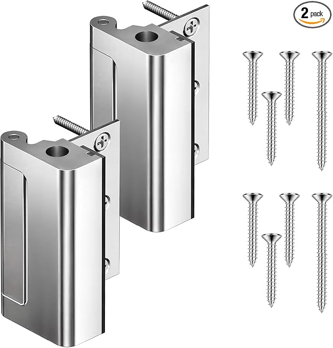 Tonitrui Home Security Door Reinforcement Lock for Front/Inward Swing Doors - Upgraded Reinforced 1200lbs Capacity, Night Kids Safety Metal Flip Deadbolt Latch (2Pack Silver)