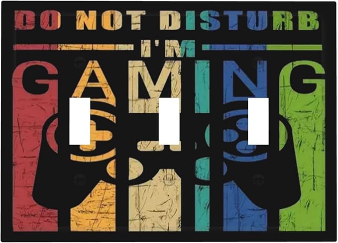Funny Teen Boys Kids Game Videos Gaming Playing Gamer 3 Gang Light Switch Cover Decorative Triple Toggle Wall Plate Outlet Cover Electrical Faceplate Switchplate for Playroom Nursery Decorate