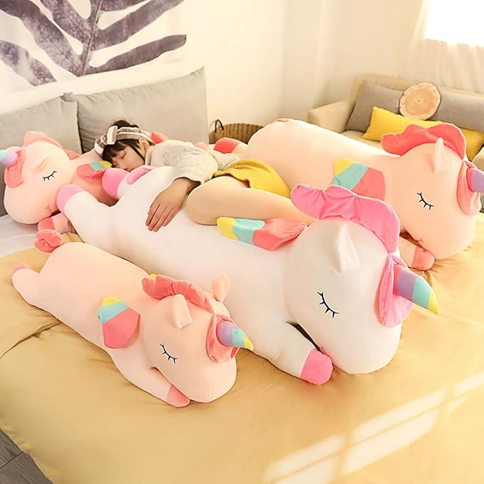 Unicorn Plush Hugging Pillow, Big Unicorn Stuffed Animal Body Pillow Toy Gifts for Kids, Valentine, Christmas (Pink, 51.1 in)