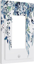 Blue Eucalyptus Watercolor Leaves 1 Gang Rocker Light Switch Plate Green Plant Single Decora Outlet Wall Plate Cover Faceplate Decorative Switchplate GFCI for Bathroom Living Room Bedroom Decorate