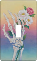 Skeleton Flower Single Toggle Wall Plate Decorative 1 Gang Light Switch Covers Electrical Switchplate Home Decorate Faceplat for Bathroom Bedroom Kitchen Room 4.5 x 2.76 Inch