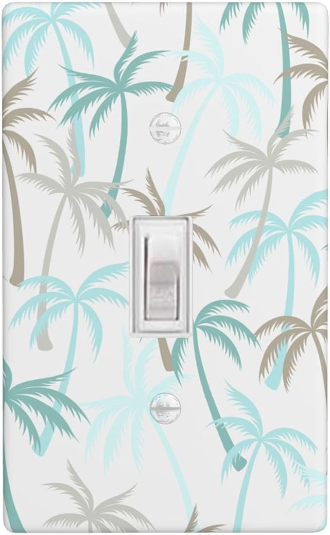 Tropical Palm Tree 1-Gang Toggle Light Switch Plate, Green Palm Leaf Wall Plate for Beach House, Kitchen, Bathroom & Sunroom