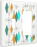 70s Abstract Boho Geometric Mid Century Atomic 2 Gang 1-GFCI/Toggle Combo Wall Plate Decorative Light Switch Outlet Combination Wallplate Faceplate Cover
