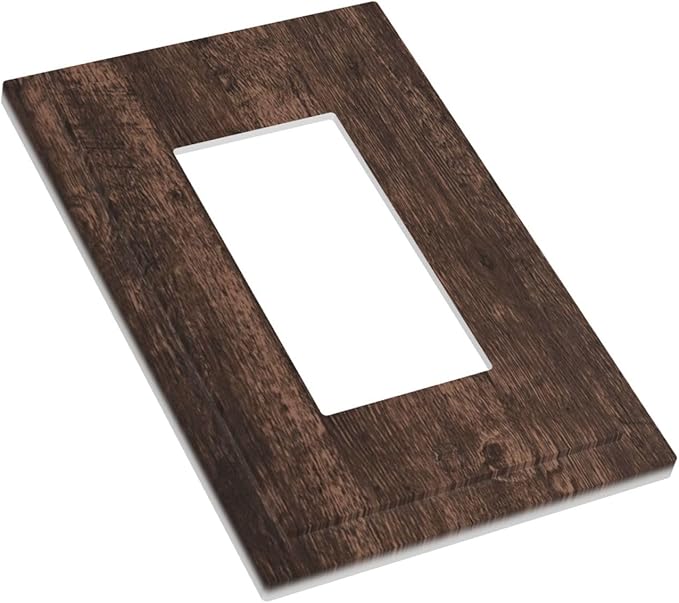 Brown Dark Wood Plank Rustic Vintage Print Decorative Outlet Covers 1 Gang Single Rocker Light Switch Cover Plate Wall Plates GFCI Faceplate for Farmhouse Home Decor