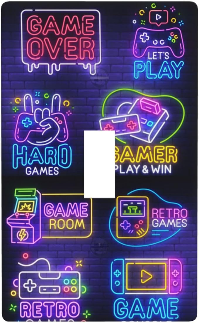 Games Funny Light Switch Cover Plates Decorative Single Toggle Wall Plate, 1 Gang Lightswitch Cover