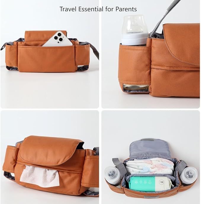 Stroller Organizer Bag – Universal Stroller Hanging Bag, Waterproof Multi-Functional Storage Pouch for Diapers, Bottles, Toys and Essentials