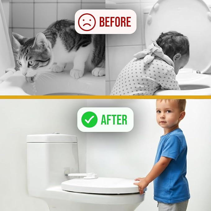 Toilet Lock – 1 Pack | Stops Kids from Opening Toilet | Strong 3M Sticker | No Tools Needed (White)