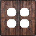 Rustic Barn Doors Vintage Brown Wood Plank Print Outlet Covers 2 Gang Double Duplex Decorative Light Switch Covers Electrical Wallplates Socket Faceplate for Farmhouse Home Decor