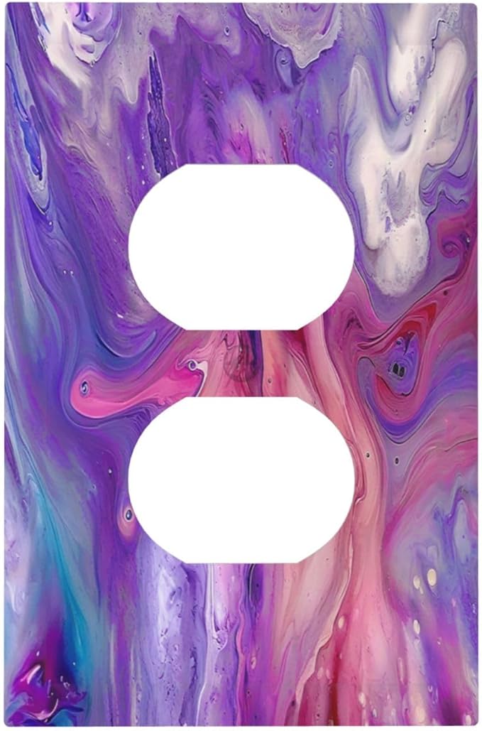 Liquid Marble Modern Abstract Texture Abstract Purple Paint Wall Art Outlet Covers 1 Gang Duplex Electrical Receptacle Faceplate Light Switch Cover Wall Plate Decorative Switch Plates for Living Room