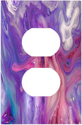 Liquid Marble Modern Abstract Texture Abstract Purple Paint Wall Art Outlet Covers 1 Gang Duplex Electrical Receptacle Faceplate Light Switch Cover Wall Plate Decorative Switch Plates for Living Room