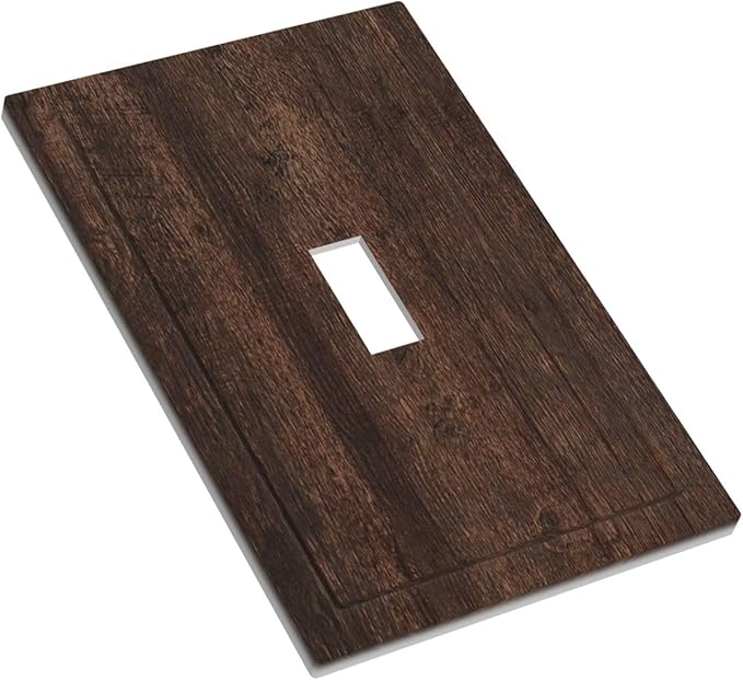 Decorative Switch Cover Plate with Rustic Dark Wood Grain & Vintage Style Design Single Gang Toggle Switch Plate Light Switch Covers Artistic Faceplate for Kitchen/Living Room